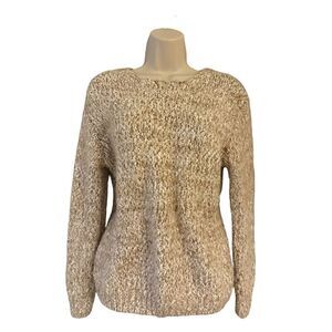 Philosophy Women Tan/Beige Fuzzy Pebble Knit Sweater Size Small Cozy Cottagecore
